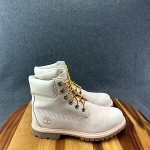 Timberland Womens 6-Inch Premium Waterproof Boots Light Pink Nubuck 6.5 A5SRF